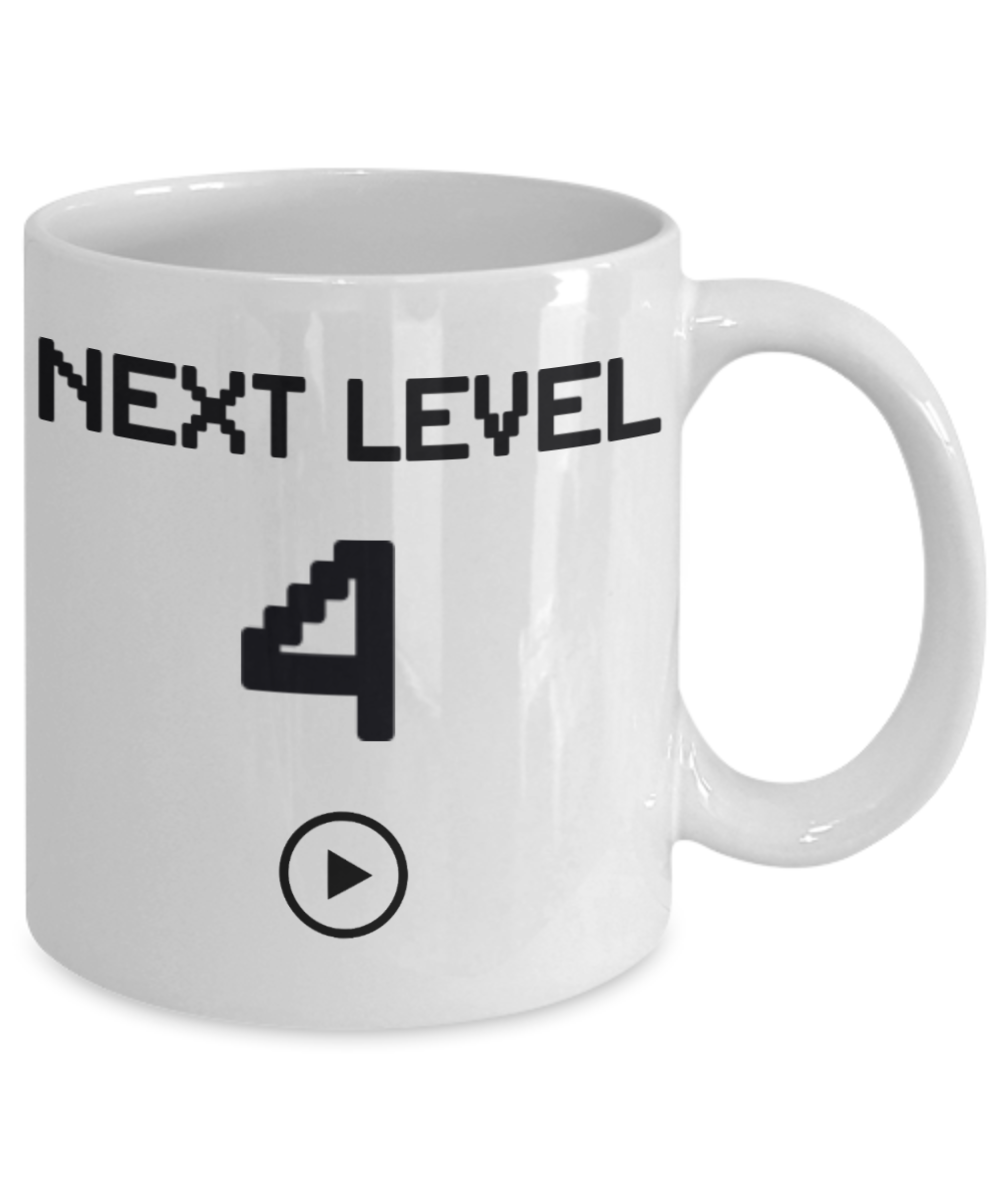 4th Birthday Gift Coffee Mug For Kids, Next Level 4, Gamer Coffee Mug, Birthday Mug- White Porcelain Coffee Mug 11 Oz Funny Quotes Coffee Mug