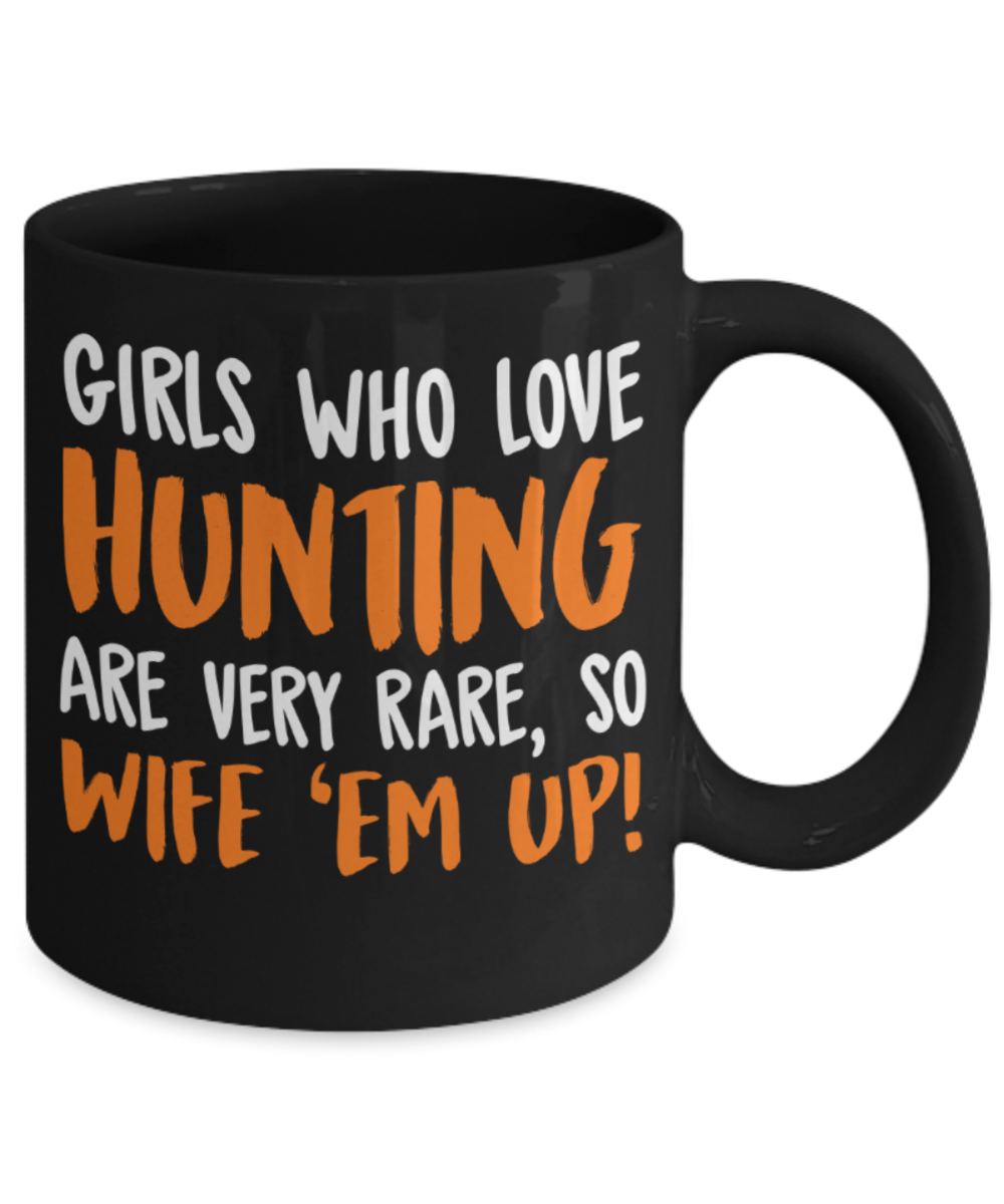 Wife Lovers Mugs , Wife 'em up - Black Coffee Mug Porcelain Tea Cup 11 oz - Great Gift