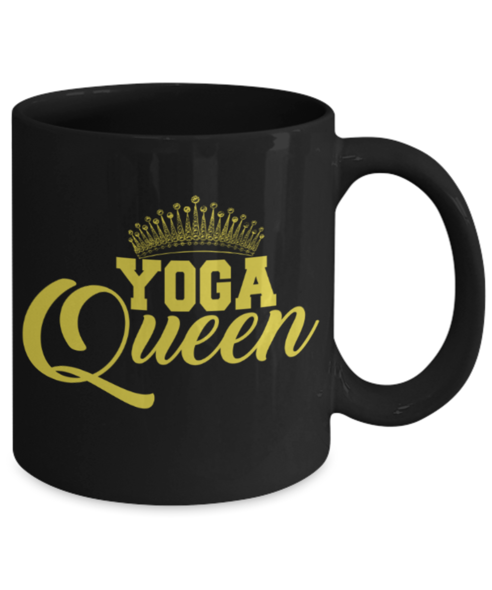 Yoga lovers mugs, Yoga Queen - Funny Black Porcelain Coffee 11 oz