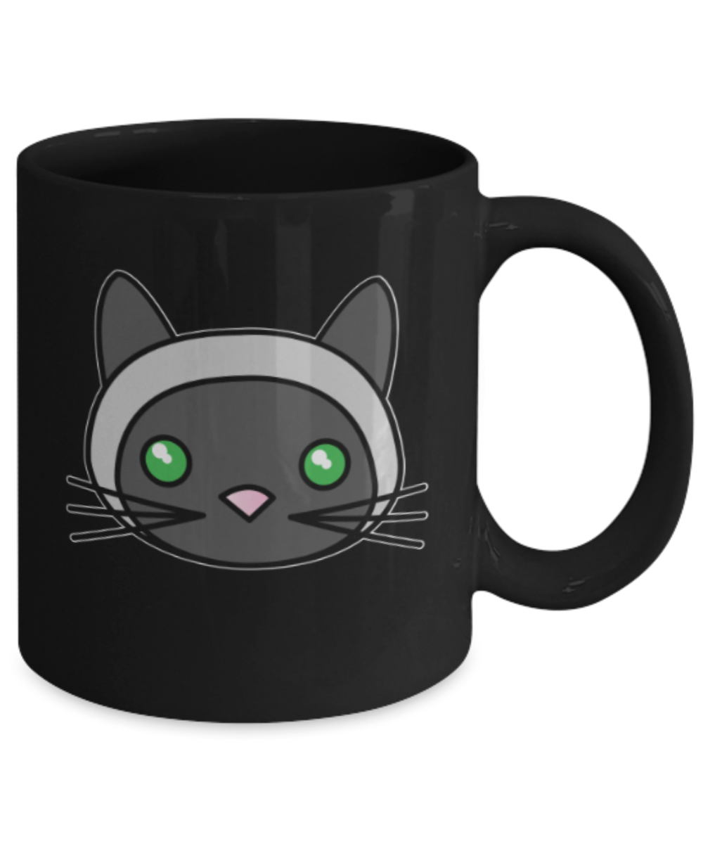 Gift gor cat lovers , Cats - Black Coffee Mug Porcelain Tea Cup 11 oz - Great Gift