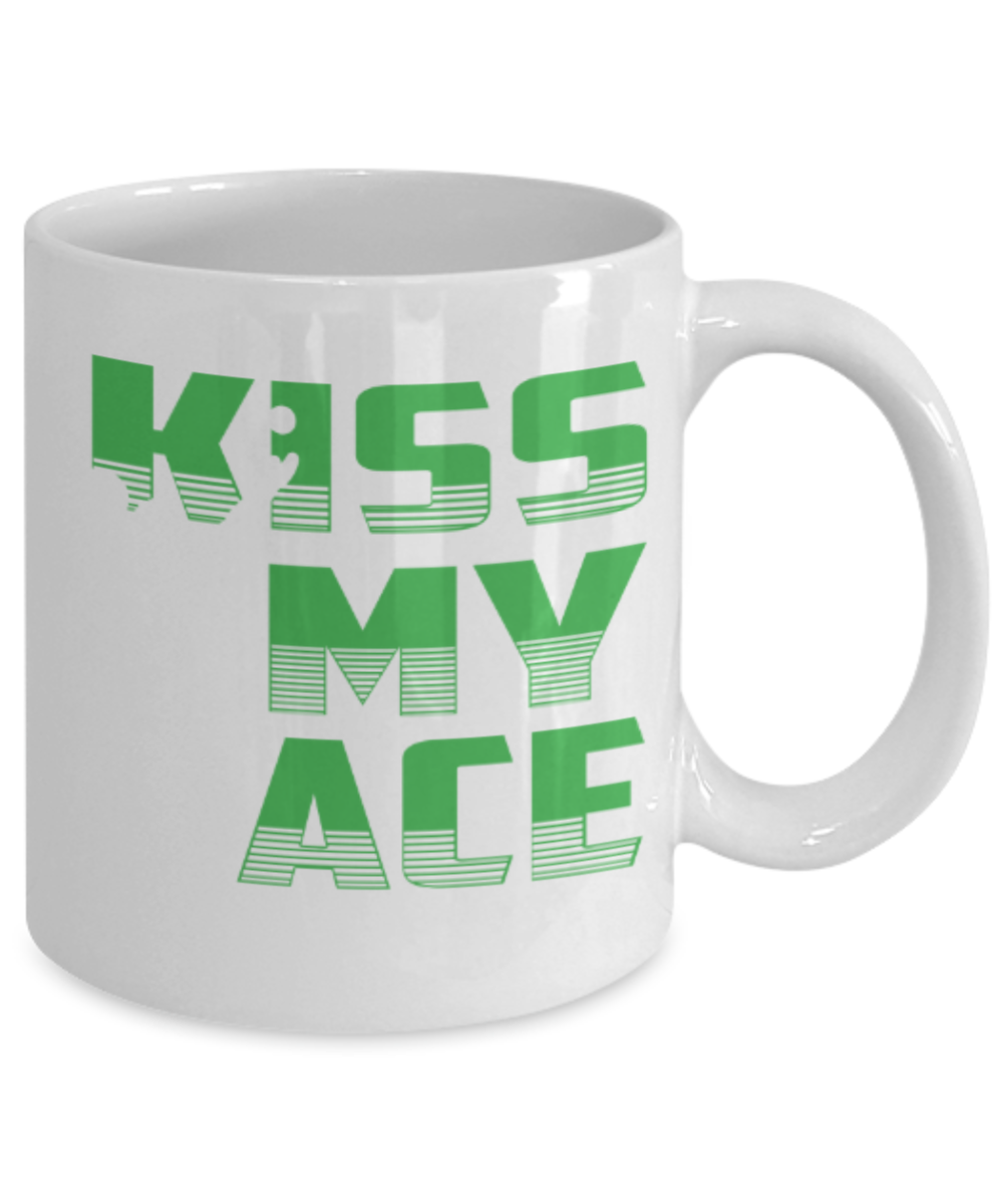 Ace Lovers Mugs , Kiss my ace - White Coffee Mug Porcelain Tea Cup 11 oz - Great Gift
