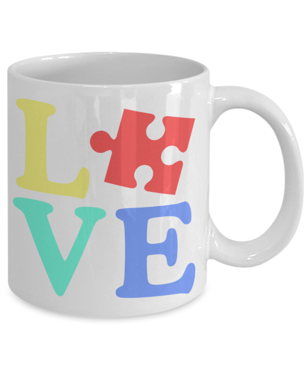 Love - White Coffee Mug Porcelain Tea Cup 11 oz - Great Gift
