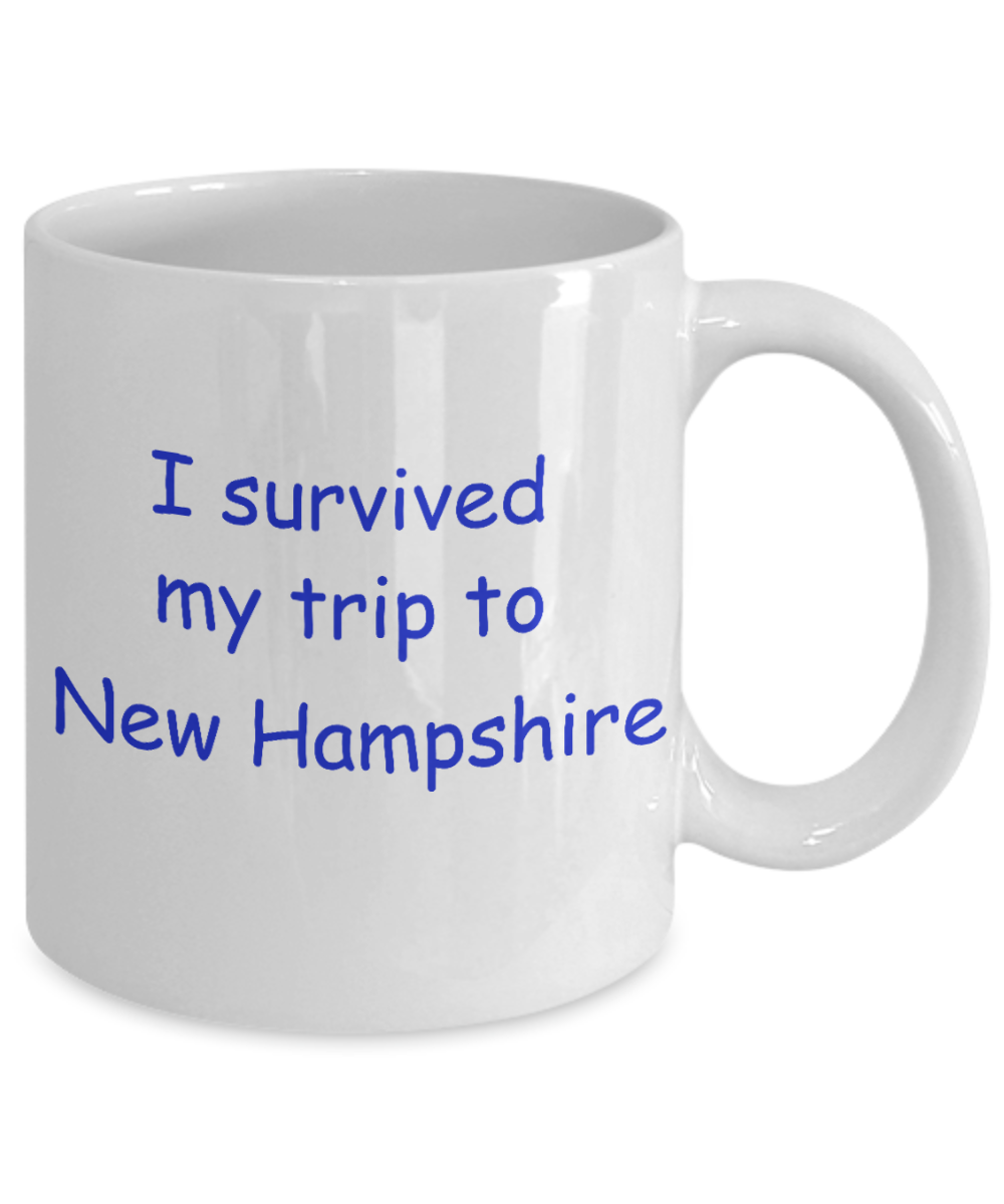 New Hampshire coffee mugs souvenirs , I survived my trip to New Hampshire - White Coffee Mug Tea Cup 11 oz Gift