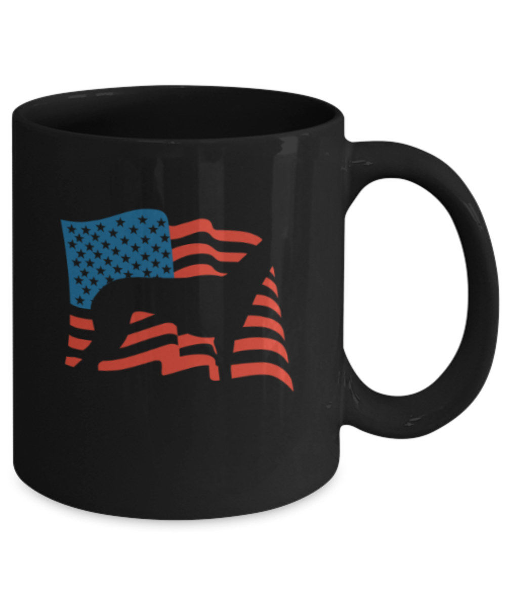 Gift gor dog lovers , USA Greyhound - Black Coffee Mug Porcelain Tea Cup 11 oz - Great Gift