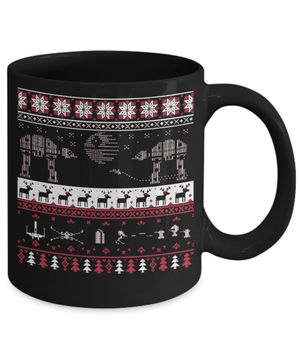 Peets coffee k cups christmas blend , Christmas Reindeers - Black Coffee Mug Porcelain Tea Cup 11 oz - Great Gift