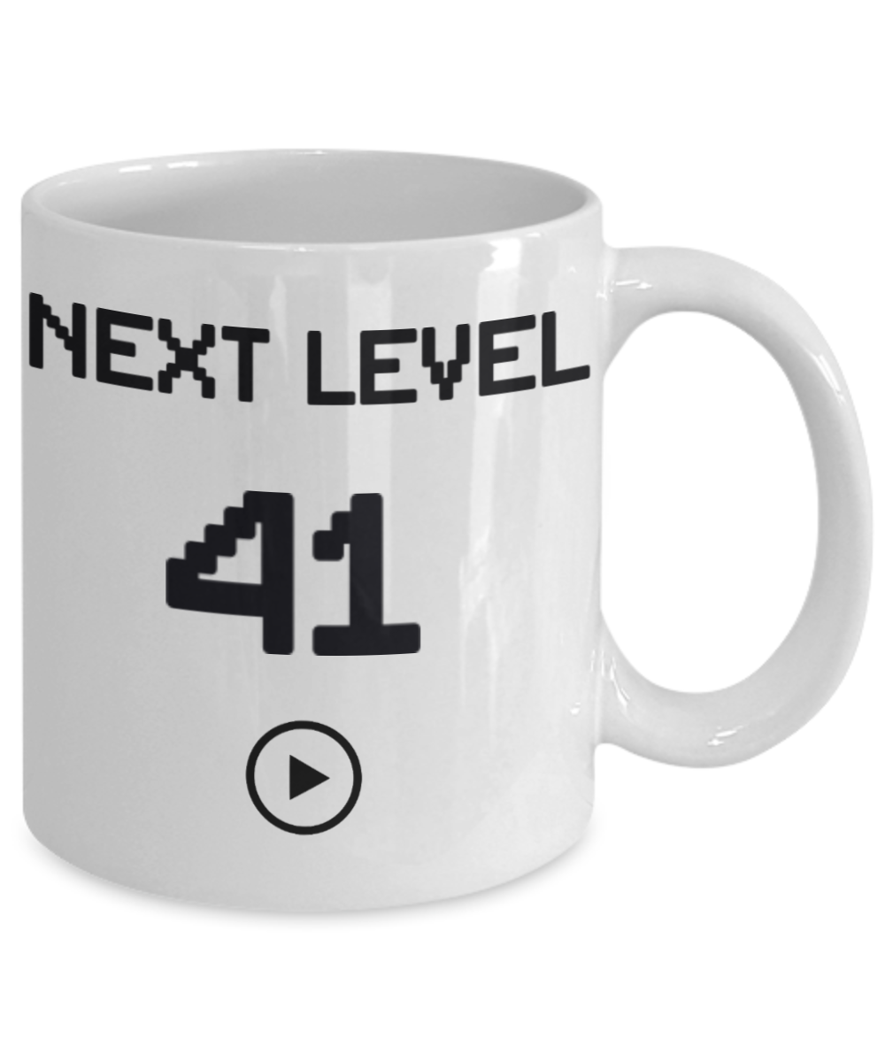 41st Birthday Special Gift Coffee Mug, Next Level 41, Gamer Coffee Mug, Birthday Mug- White Porcelain Coffee Mug 11 Oz Funny Quotes Coffee Mug