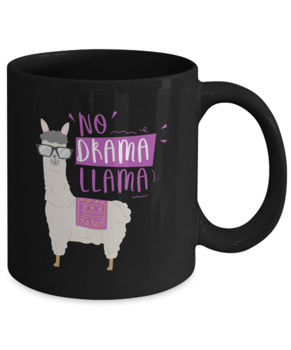 No Drama Llama Coffee Mug-Black Coffee Mug 11 oz