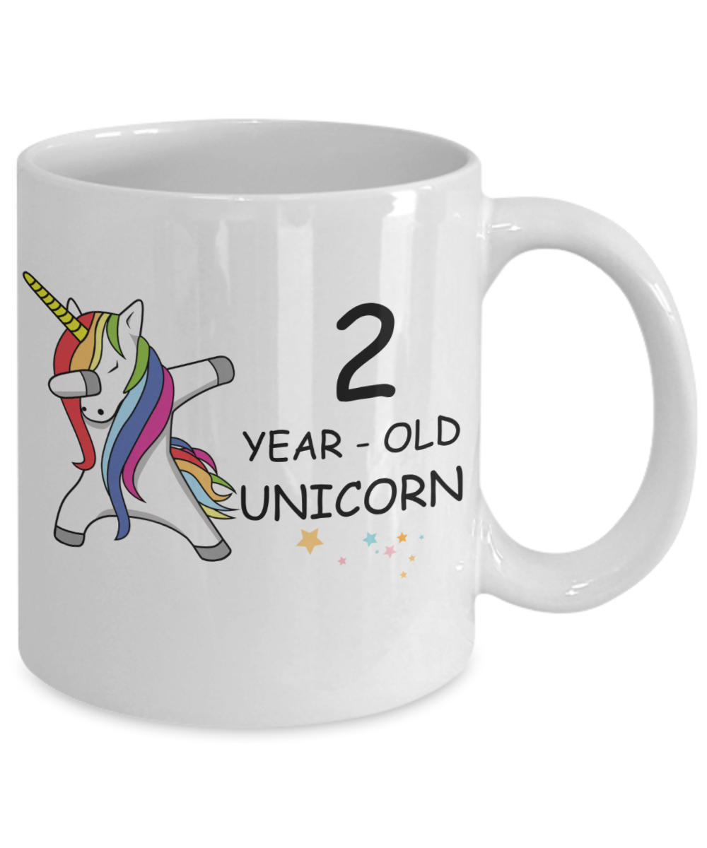 Unicorn Birthday gift 2nd Birthday Gift for Women - 2 Year Old Unicorn Dabbing Mug - Funny White Porcelain Coffee 11 oz, 2nd Anniversary Bday Gift for Grandma, Mom, Sister, Bestie - Legends are Born In 2018