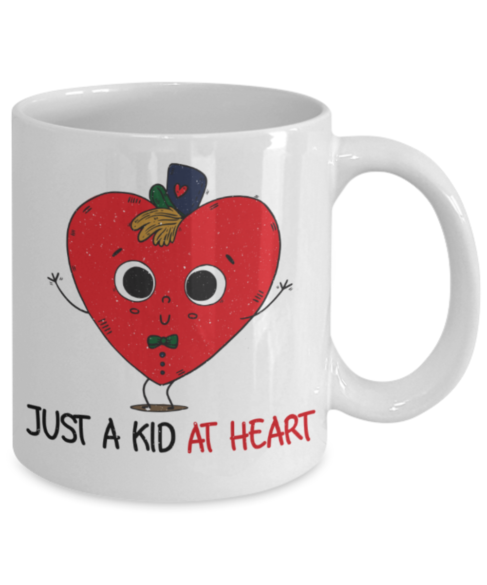 Just a kid at heart - Funny White Porcelain Coffee 11 oz