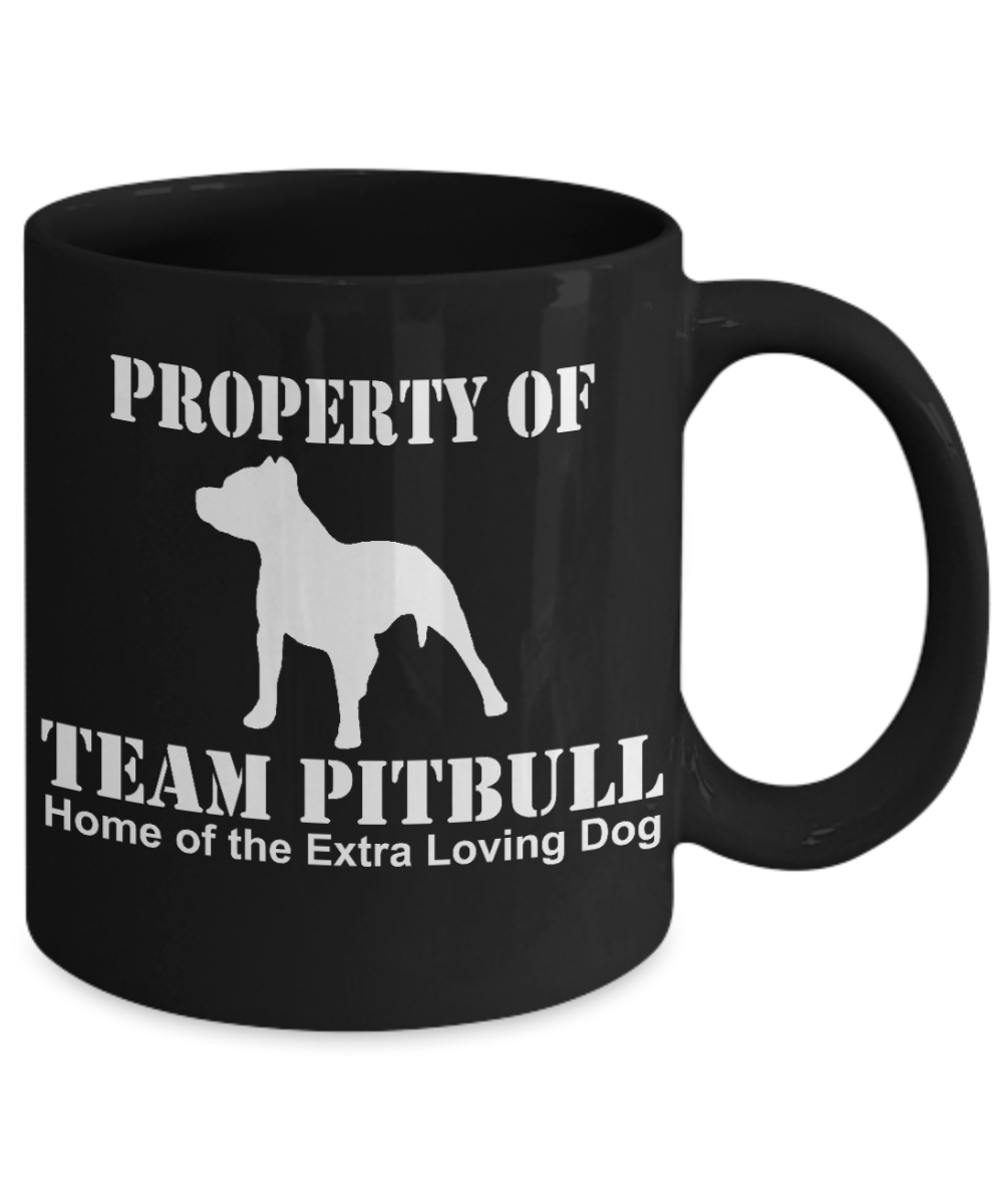 Personalized Dog Lover Gift Coffee mug, Property Of Team pitbull-Black Porcelain Coffee Mug 11 oz