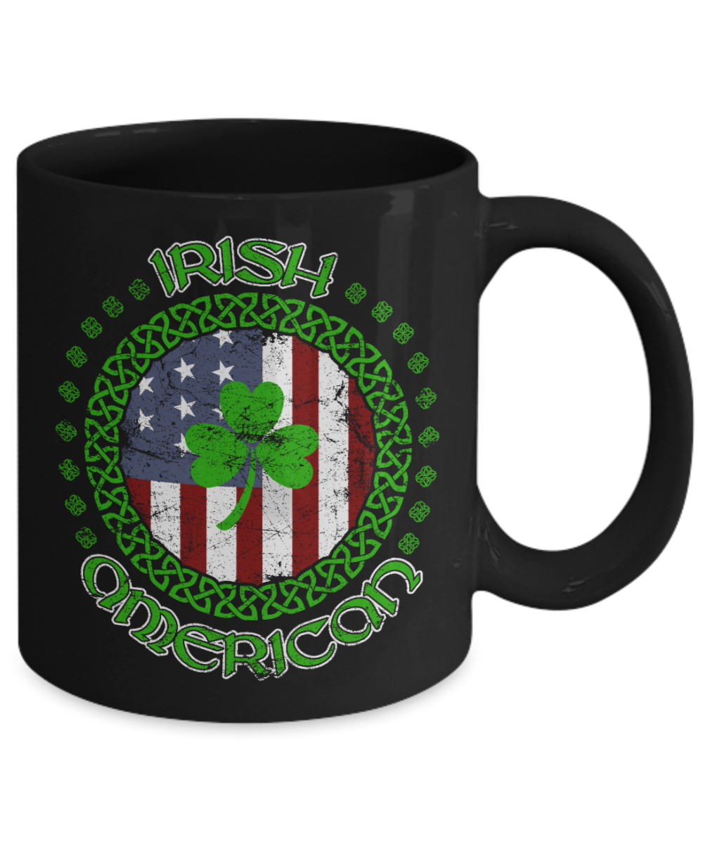 Irish American - Funny Black Porcelain Coffee Mug Cute Ceramic Cup 11 oz