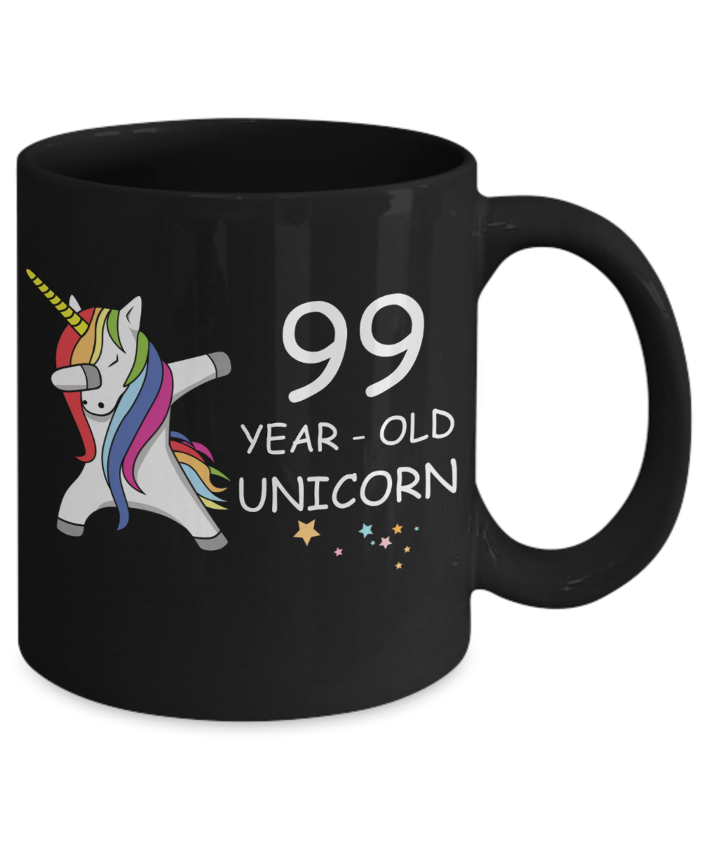 Unicorn Birthday gift 99th Birthday Gift for Women - 99 Year Old Unicorn Dabbing Mug - Funny Black Porcelain Coffee 11 oz, 99th Anniversary Bday Gift for Grandma, Mom, Sister, Bestie - Legends are Born In 1921