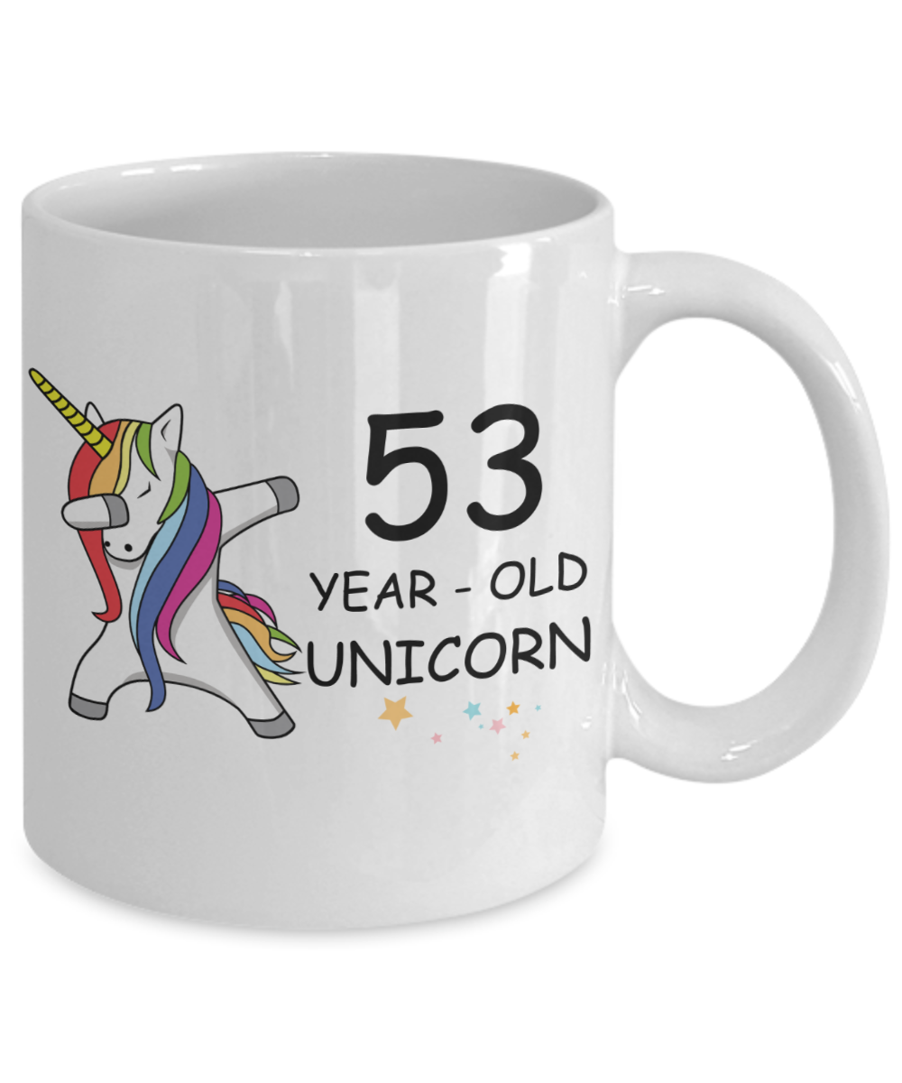 Unicorn Birthday gift 53rd Birthday Gift for Women - 53 Year Old Unicorn Dabbing Mug - Funny White Porcelain Coffee 11 oz, 53rd Anniversary Bday Gift for Grandma, Mom, Sister, Bestie - Legends are Born In 1967