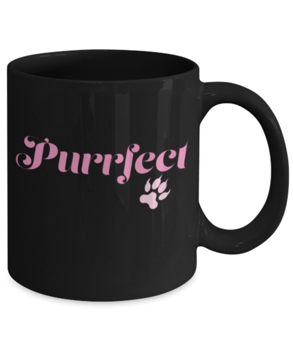 Gift gor dog lovers , Purfeet - Black Coffee Mug Porcelain Tea Cup 11 oz - Great Gift