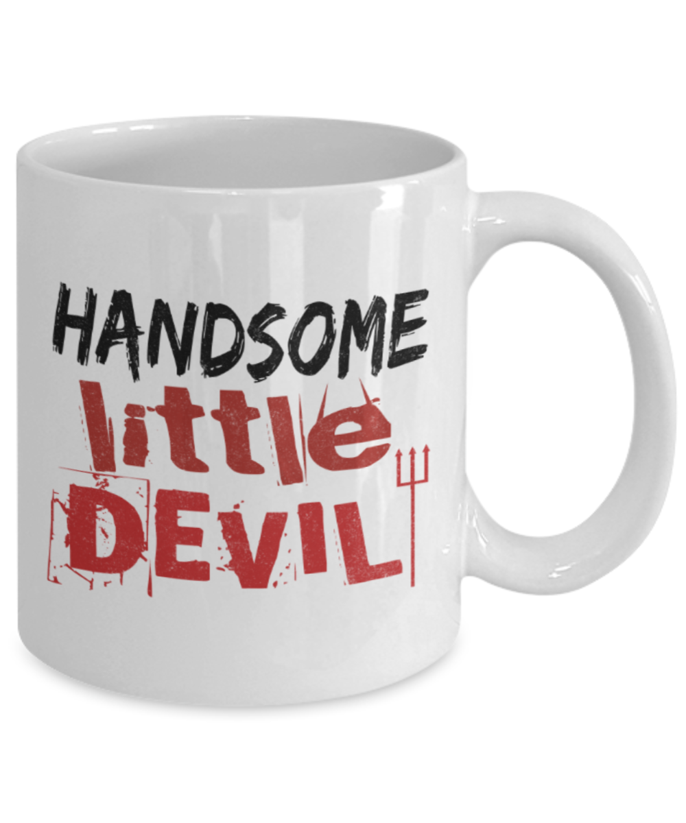 Midnight mug rogue - Handsome Little Devil - White Porcelain Coffee Mug Cute Ceramic Cup 11 oz