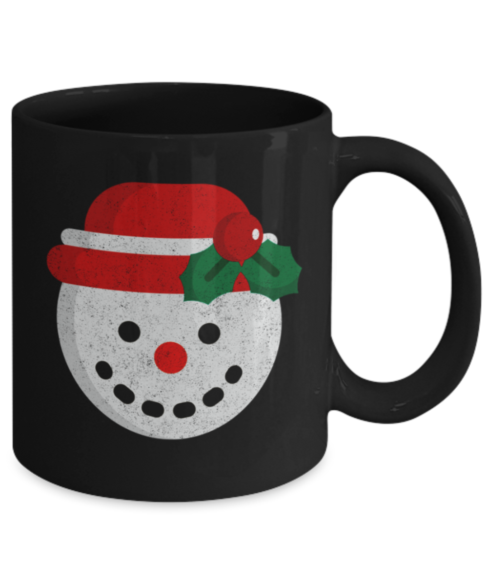 Christmas gift ideas, Snowman - Funny Black Porcelain Coffee Mug Cute Ceramic Cup 11 oz