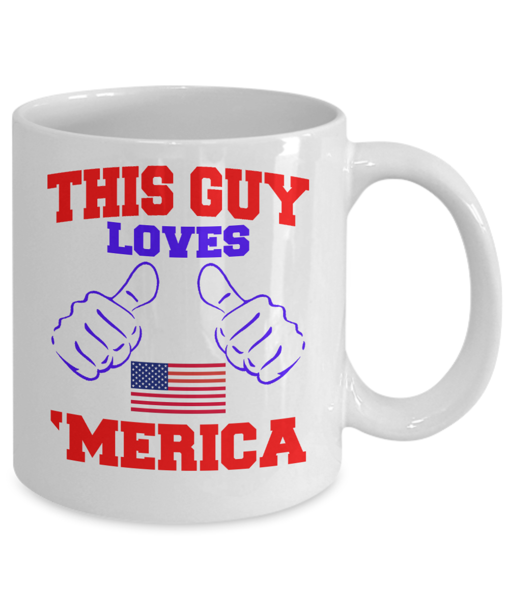 United States Love Personalized Gift Coffee Mug, This Guy Love America-White Porcelain Coffee Mug 11 oz
