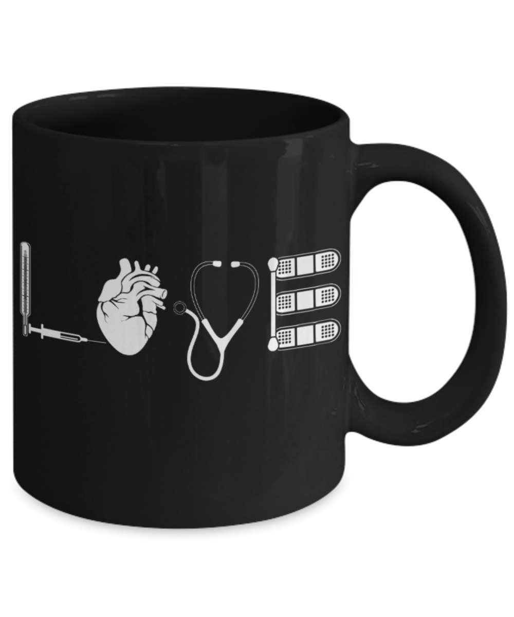 Doctors Lovers Mugs , Love - Black Coffee Mug Porcelain Tea Cup 11 oz - Great Gift