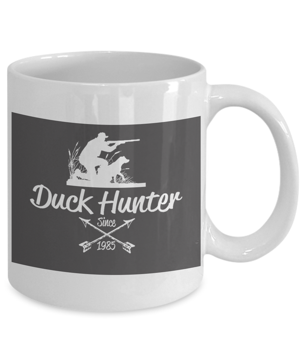 Duck Hunter Personalized Gift Coffee mug, Duck hunter Since 1985-White Porcelain Coffee Mug 11 oz