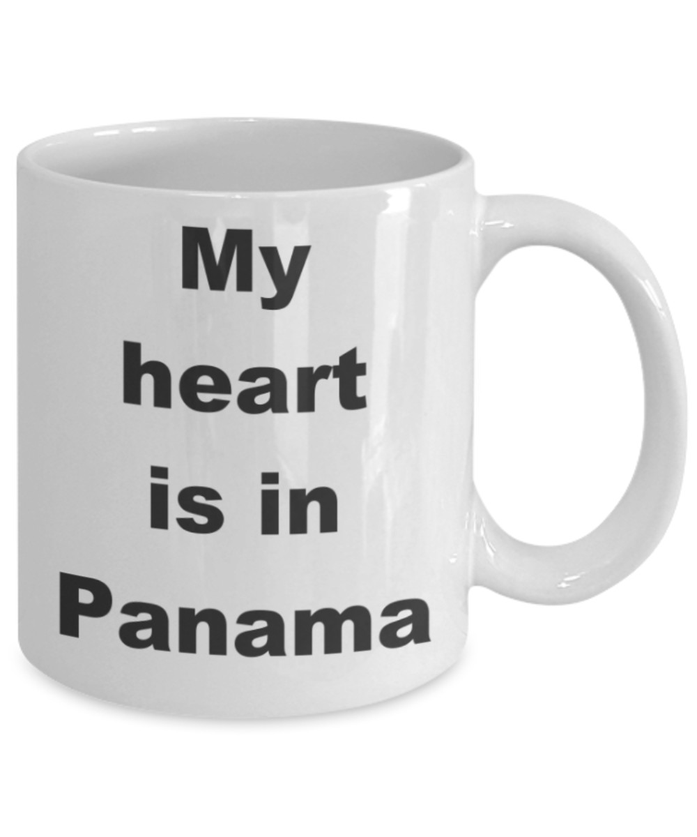 My heart is in Panama - White Porcelain Coffee 11 oz