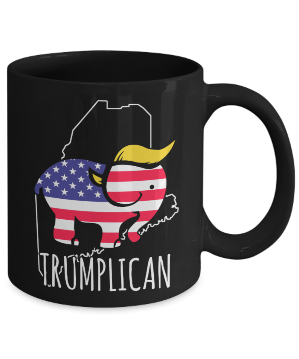 Trumplican - Black Coffee Mug Porcelain Tea Cup 11 oz - Great Gift