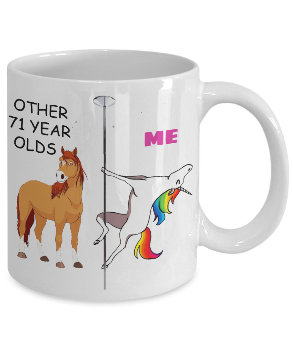 71st Birthday Gift for Women - Other 71 Year Olds Me Unicorn Coffee Mug - Funny White Porcelain Coffee 11 oz for Grandma, Mom, Sister, Best Friend, Women, Her - Born In 1949