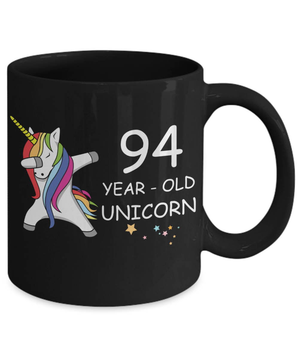 94th Birthday Gift for Women - 94 Year Old Unicorn Dabbing Mug - Funny Black Porcelain Coffee 11 oz for Grandma, Mom, Sister, Best Friend, Women, Her - Legends are Born In 1926