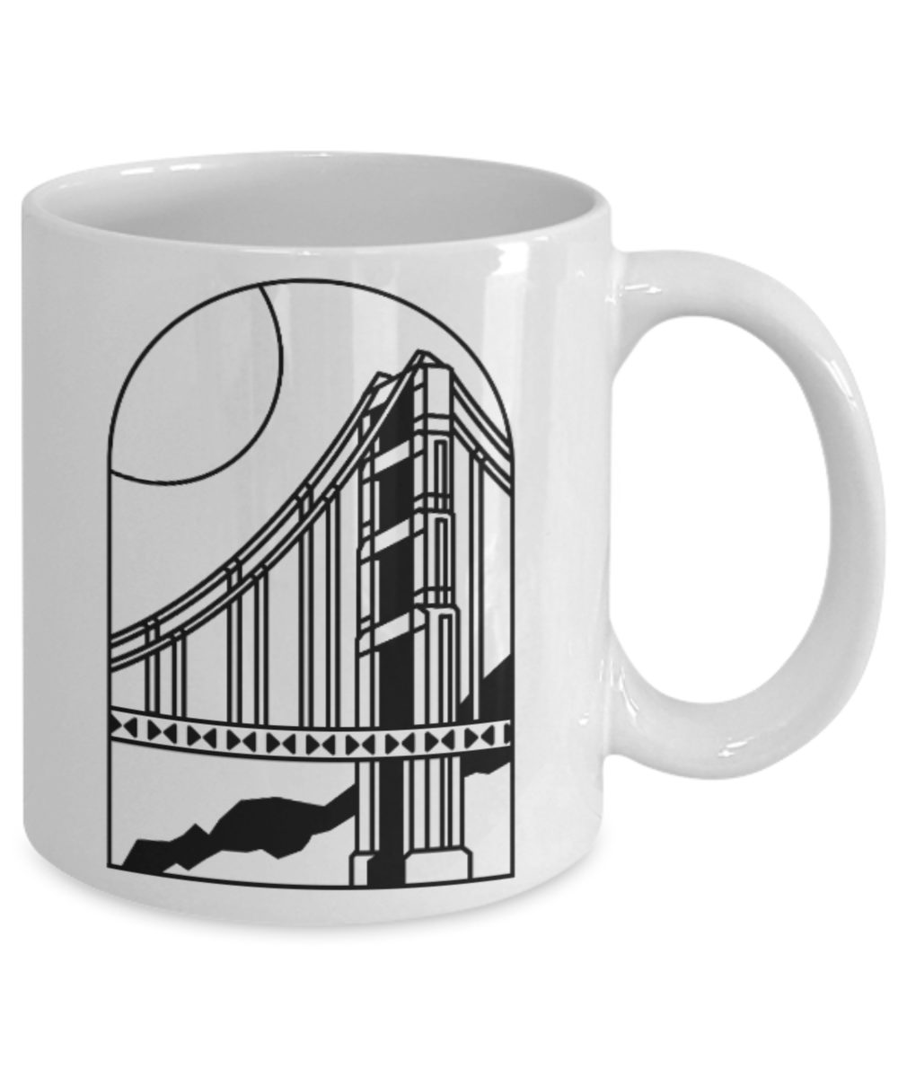 Fashion/Trends Lovers mugs , Goldengate - White Coffee Mug Porcelain Tea Cup 11 oz - Great Gift