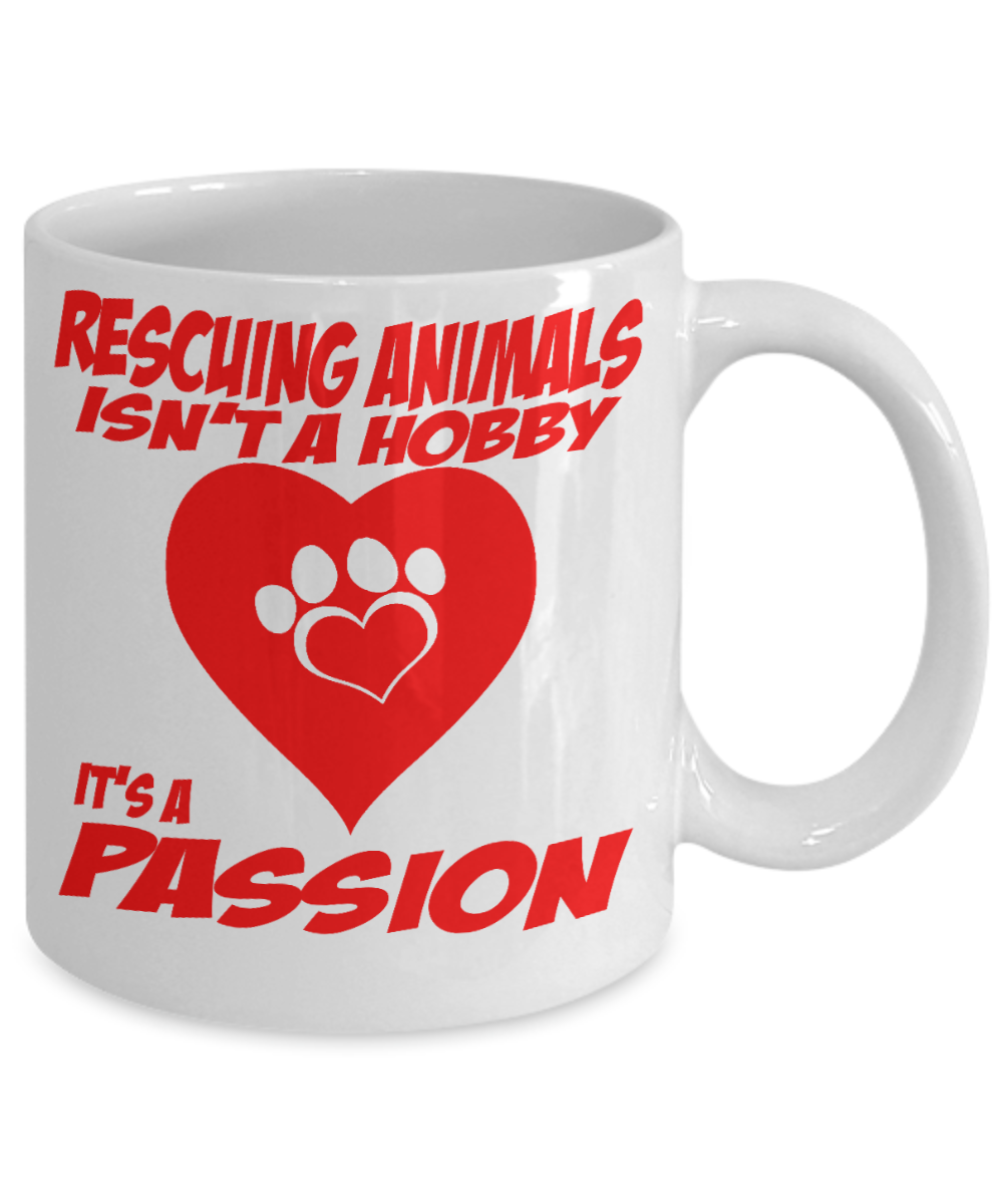 Dog Lover Custom Gift Coffee mug, Rescuing Animals Is a Passion-White Porcelain Coffee Mug 11 oz