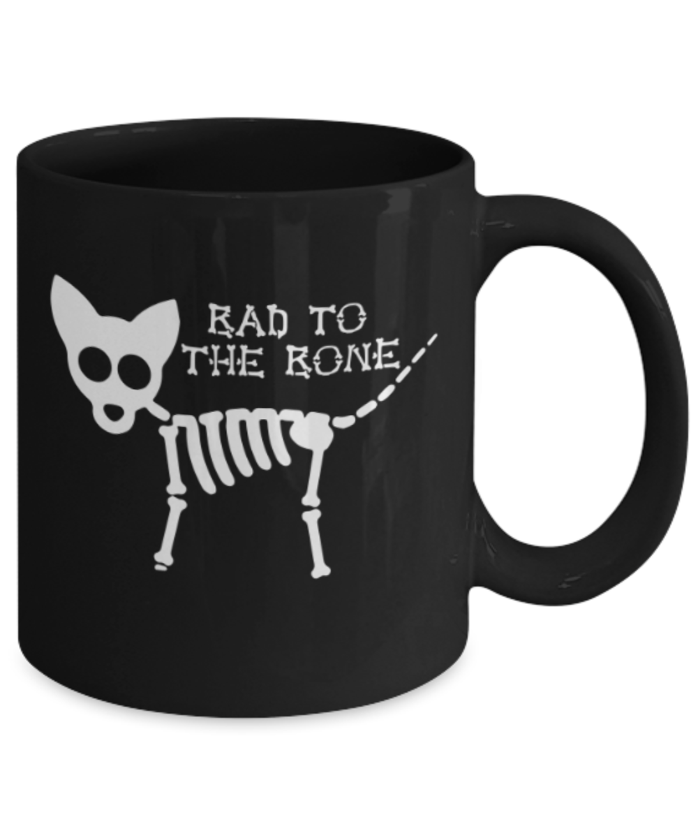 Gift gor dog lovers , Bad to the bone - Black Coffee Mug Porcelain Tea Cup 11 oz - Great Gift