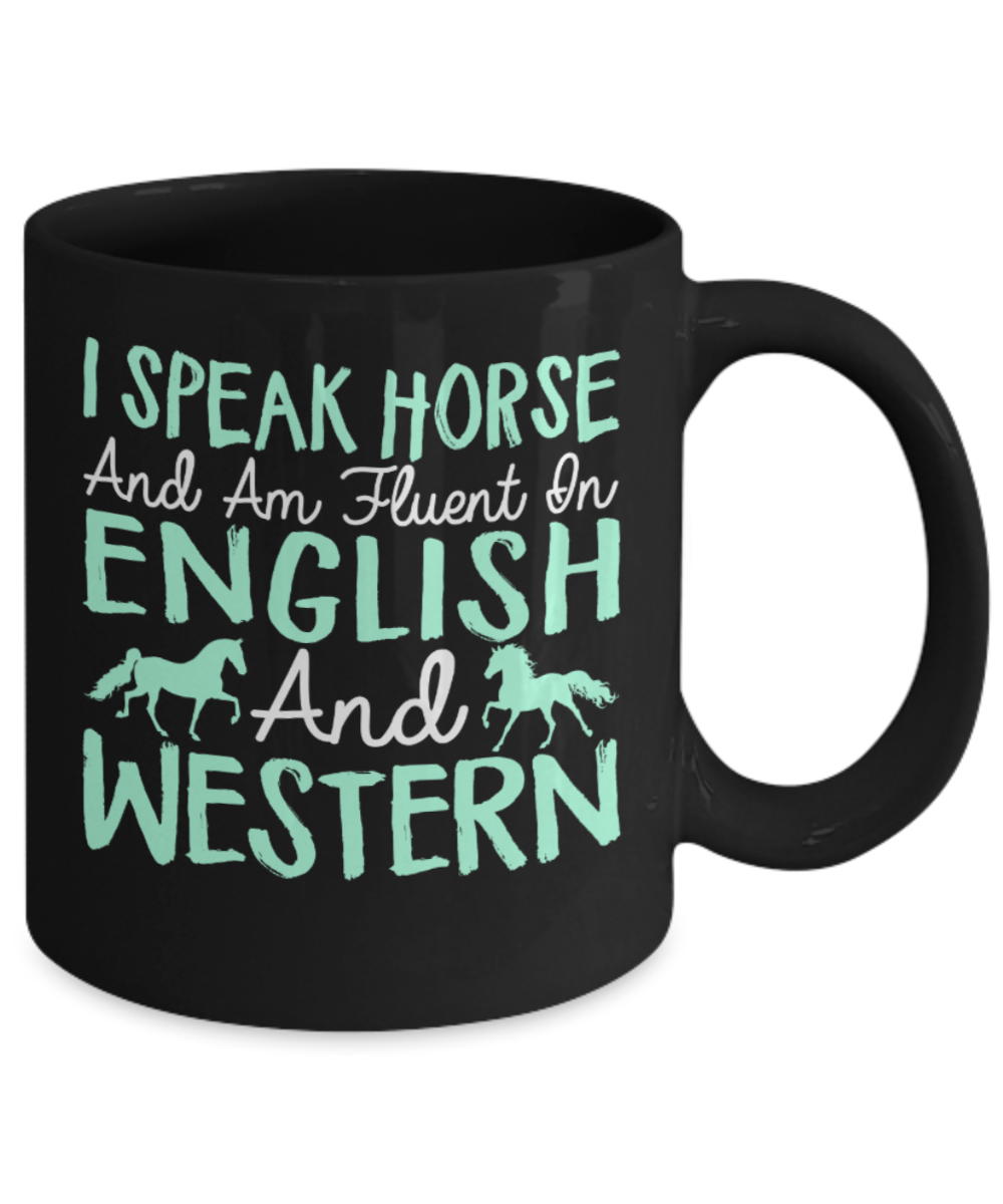 Language Lovers Mugs , English and Western - Black Coffee Mug Porcelain Tea Cup 11 oz - Great Gift