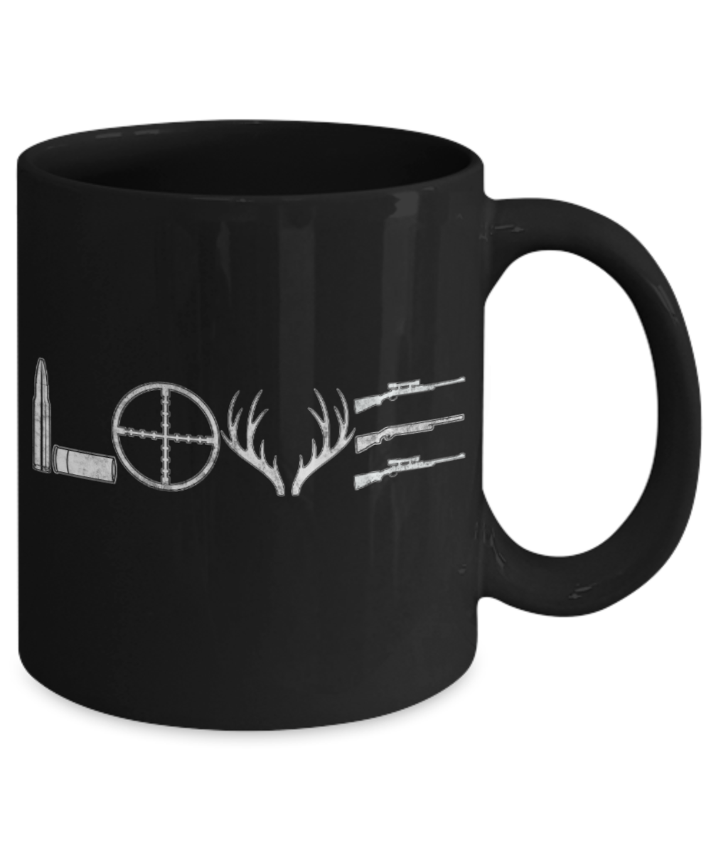 Deer Shooting Lovers Mugs , Love Deer Shooting - Black Coffee Mug Porcelain Tea Cup 11 oz - Great Gift