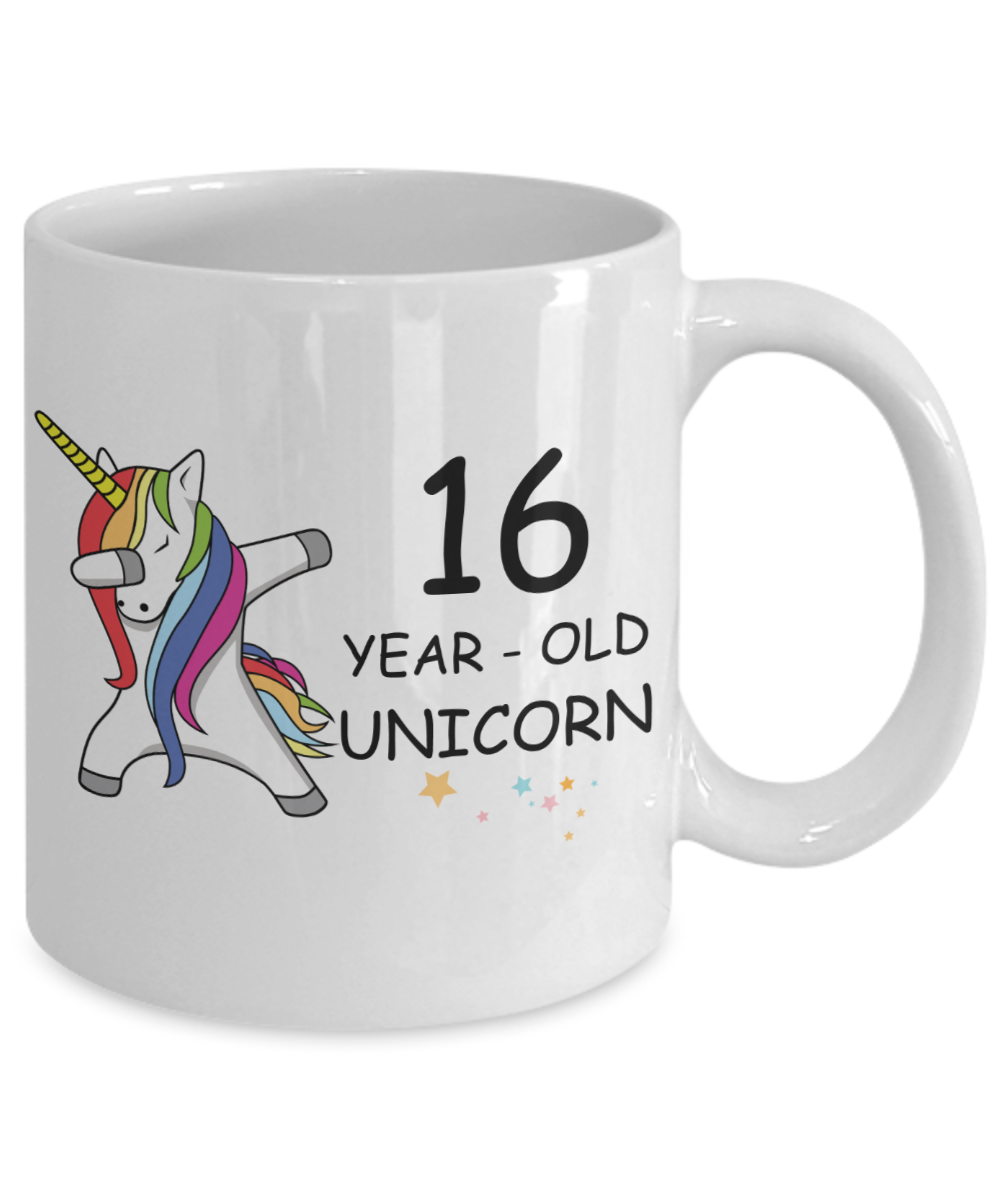 16th Birthday Gift for Women - 16 Year Old Unicorn Dabbing Mug - Funny White Porcelain Coffee 11 oz for Grandma, Mom, Sister, Best Friend, Women, Her - Legends are Born In 2004