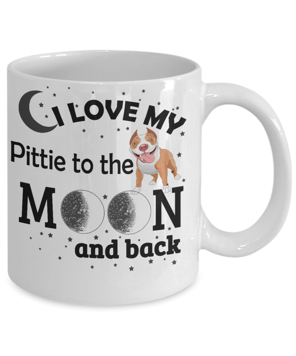 Personalized Dog Lover Gift Coffee mug,I Love My Pittie To The Moon And Back-White Porcelain Coffee Mug 11 oz