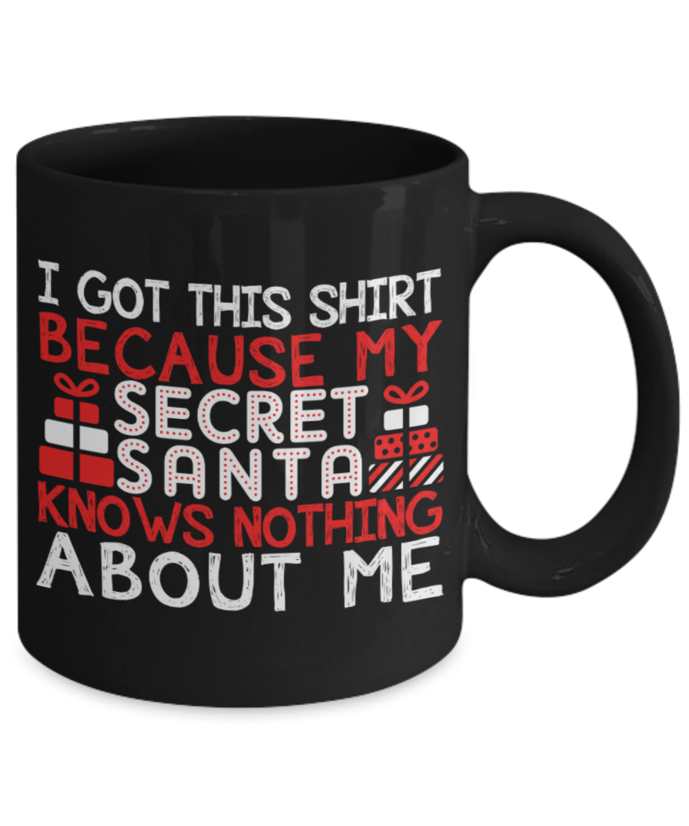 Santa Lovers Mugs , Secret Santa - Black Coffee Mug Porcelain Tea Cup 11 oz - Great Gift