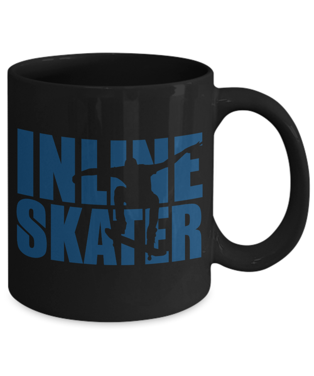 Skater Coffee Mug, Inline Skater-Black Porcelain Coffee Mug 11 oz for Skater, Skating, Student , Coach, Son, Daughter, Dad