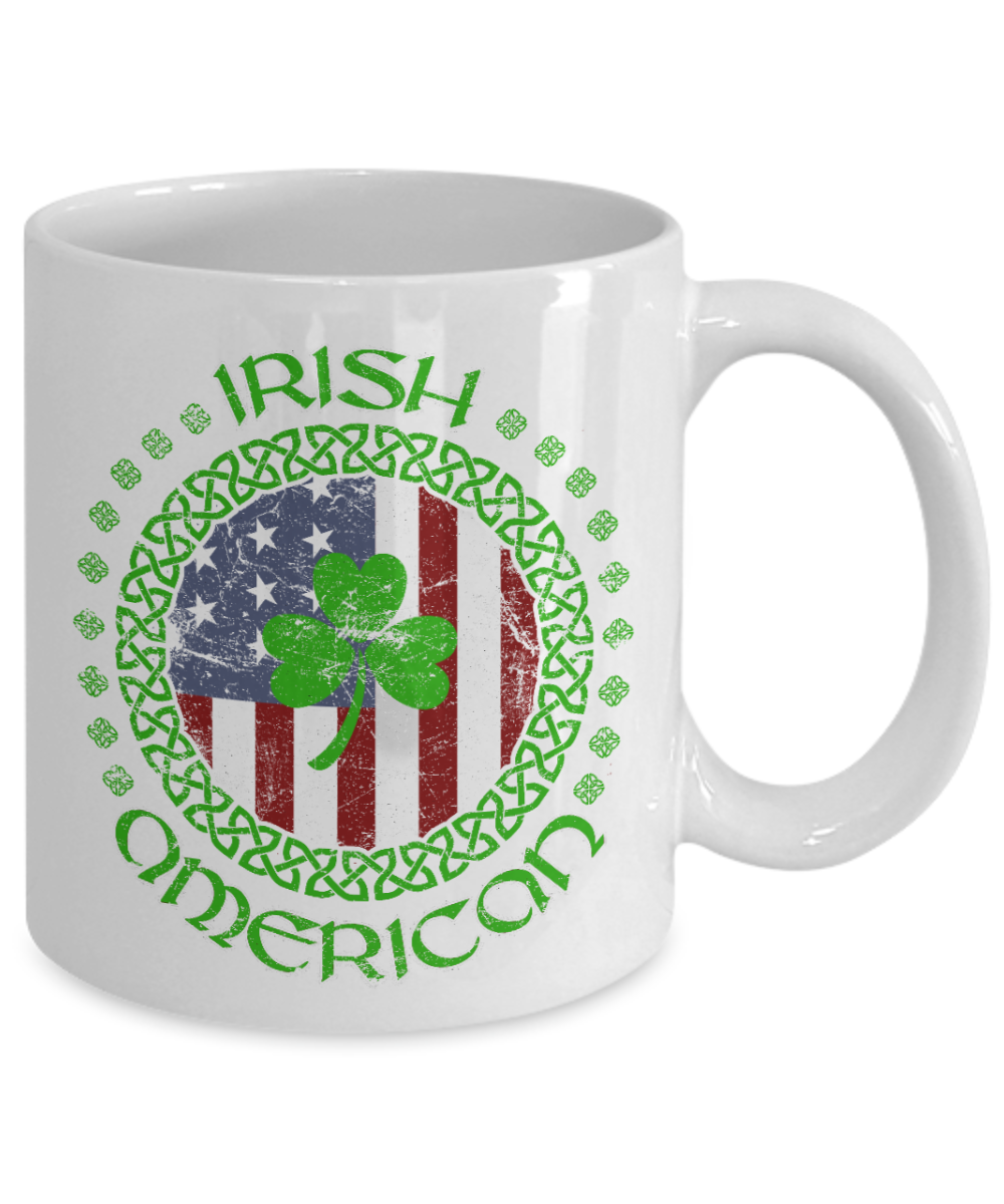 Irish American - Funny Black Porcelain Coffee Mug Cute Ceramic Cup 11 oz