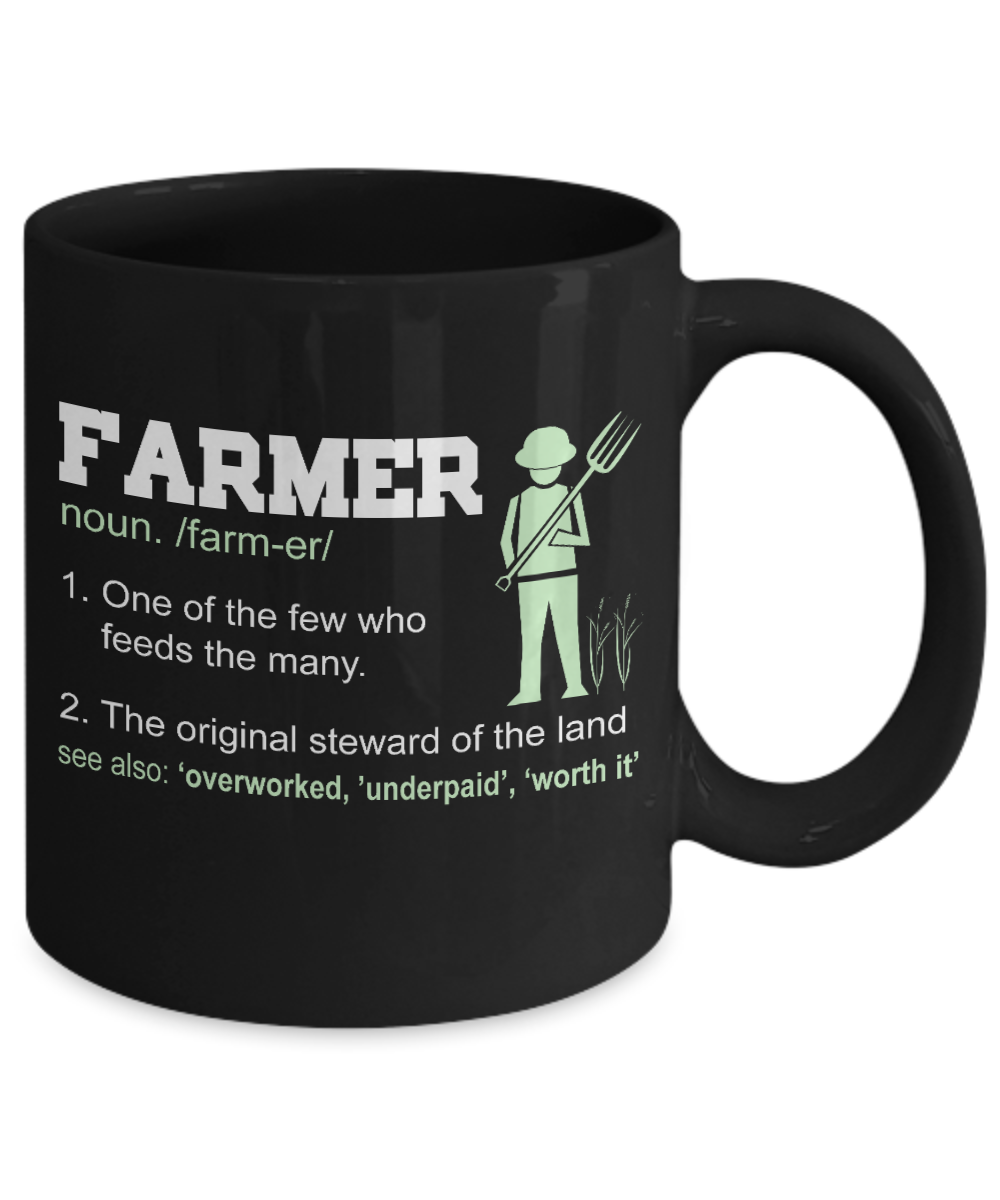 Best Farmer Coffee mug, Farmer, One Of The Few Who Feeds The Many-Black Porcelain Coffee Mug 11 oz