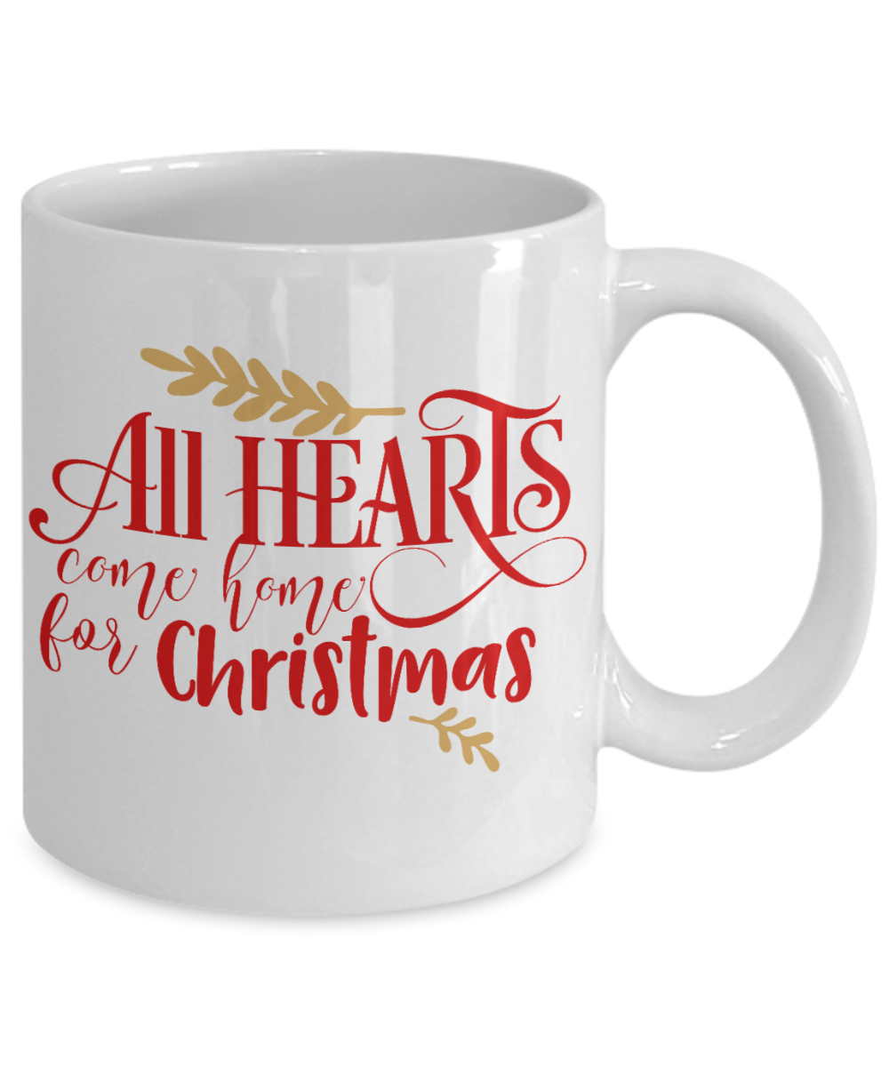 Nightnare before christmas mug - All Hearts Come Home For Christmas - Funny Christmas Gift Mugs, Christmas Gifts for family Ceramic Cup White, Funny Mugs Gift Ideas 11 Oz