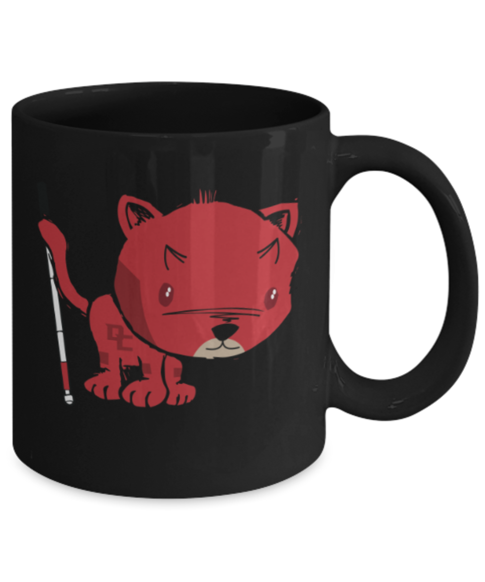 Gift gor cat lovers , Darekitten - Black Coffee Mug Porcelain Tea Cup 11 oz - Great Gift
