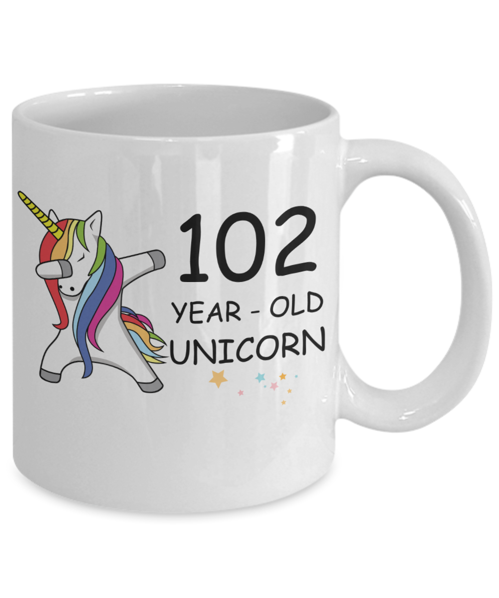 Unicorn Birthday gift 102nd Birthday Gift for Women - 102 Year Old Unicorn Dabbing Mug - Funny White Porcelain Coffee 11 oz, 102nd Anniversary Bday Gift for Grandma, Mom, Sister, Bestie - Legends are Born In 1918