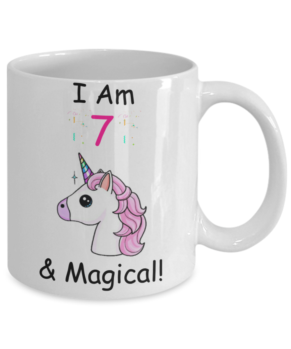 Unicorn Birthday gift 7th Birthday Gift for Women - I Am 7 & Magical Unicorn Mug - Funny White Porcelain Coffee 11 oz for Grandma, Mom, Sister, Best Friend, Women, Her - Born In 2013