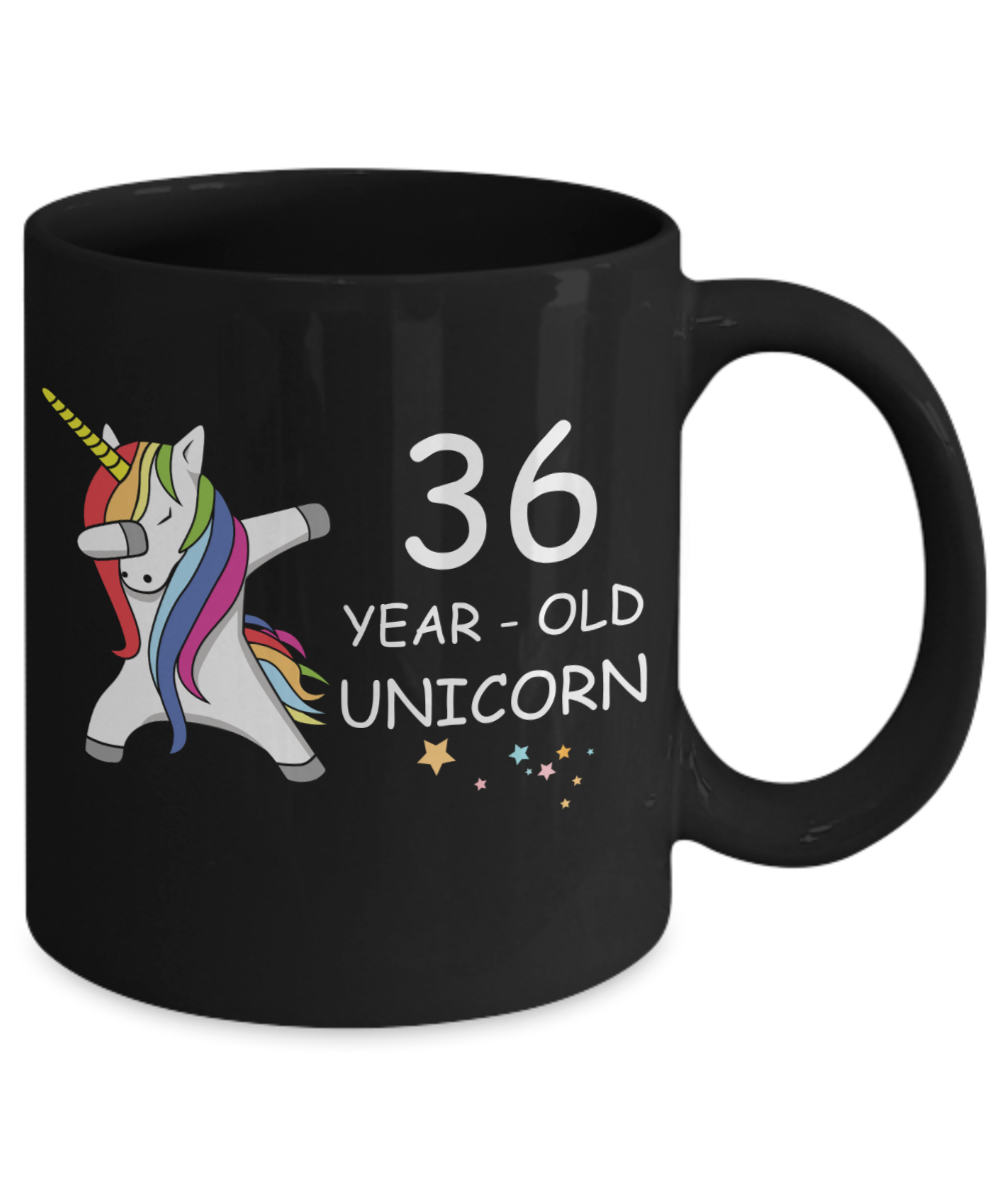 Unicorn Birthday gift 36th Birthday Gift for Women - 36 Year Old Unicorn Dabbing Mug - Funny Black Porcelain Coffee 11 oz, 36th Anniversary Bday Gift for Grandma, Mom, Sister, Bestie - Legends are Born In 1984