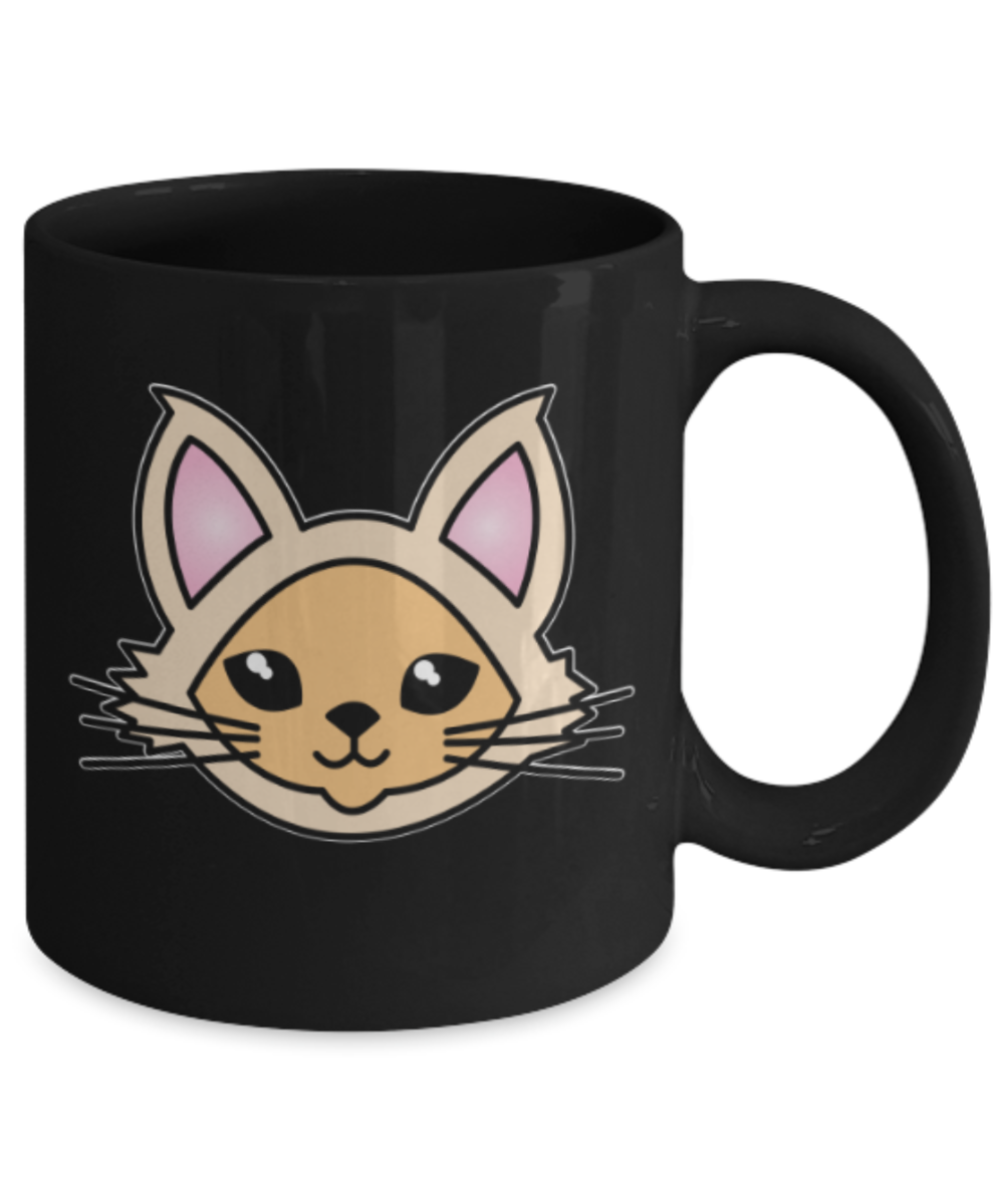 Gift gor cat lovers , Yellow Cats - Black Coffee Mug Porcelain Tea Cup 11 oz - Great Gift