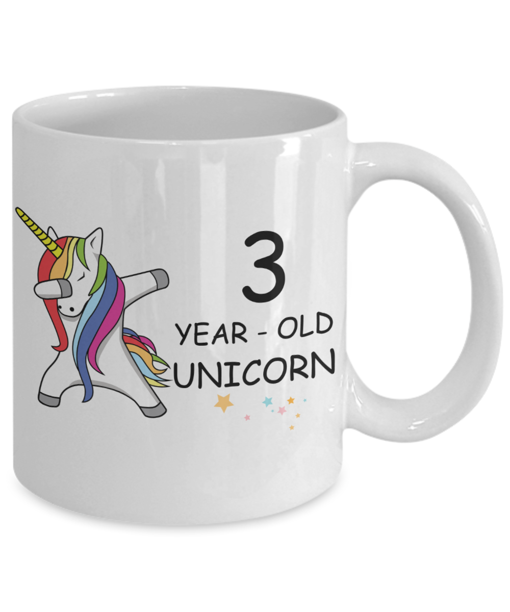 Unicorn Birthday gift 3rd Birthday Gift for Women - 3 Year Old Unicorn Dabbing Mug - Funny White Porcelain Coffee 11 oz, 3rd Anniversary Bday Gift for Grandma, Mom, Sister, Bestie - Legends are Born In 2017