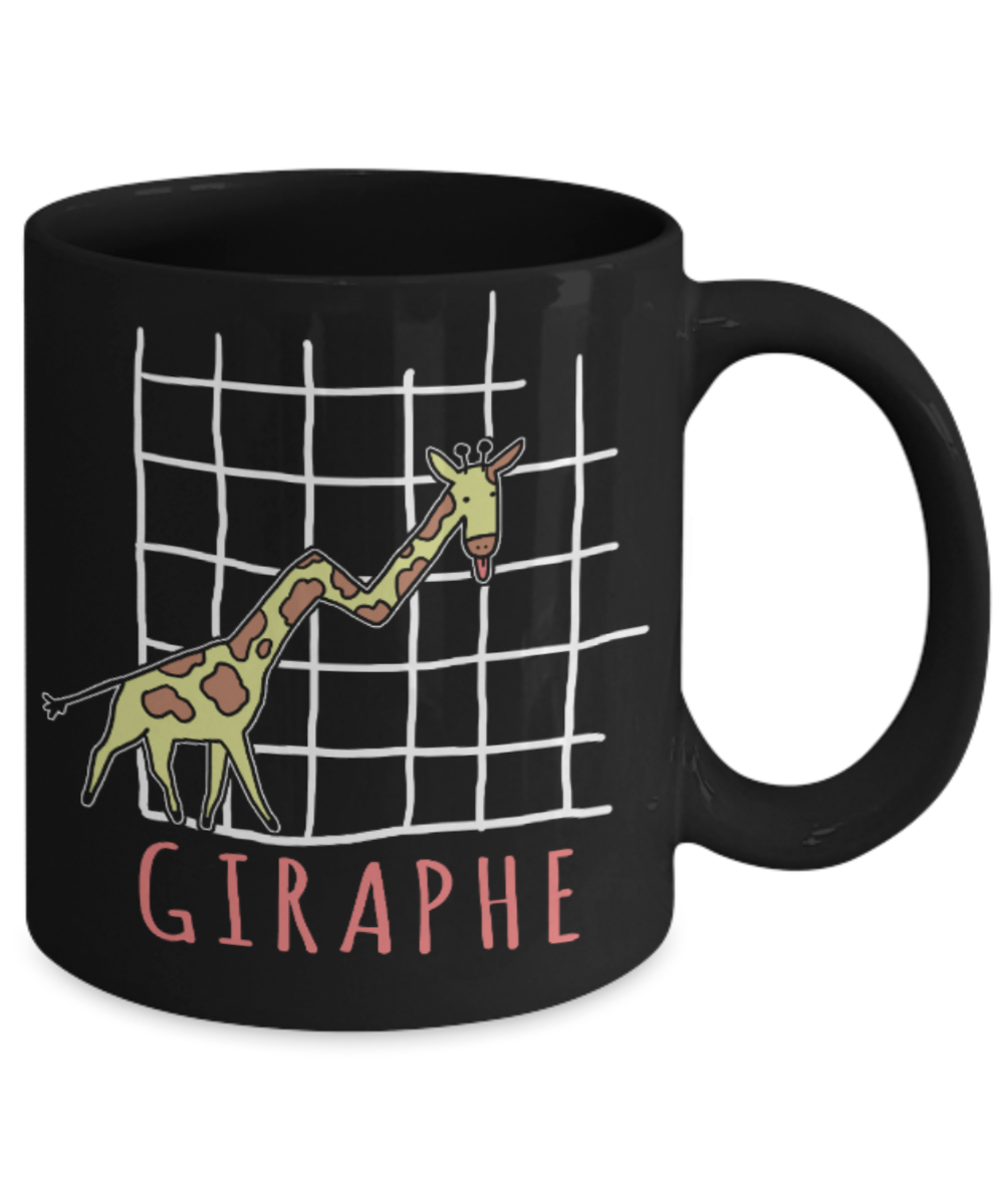Giraffe lovers Mugs , Giraphe - Black Coffee Mug Porcelain Tea Cup 11 oz - Great Gift