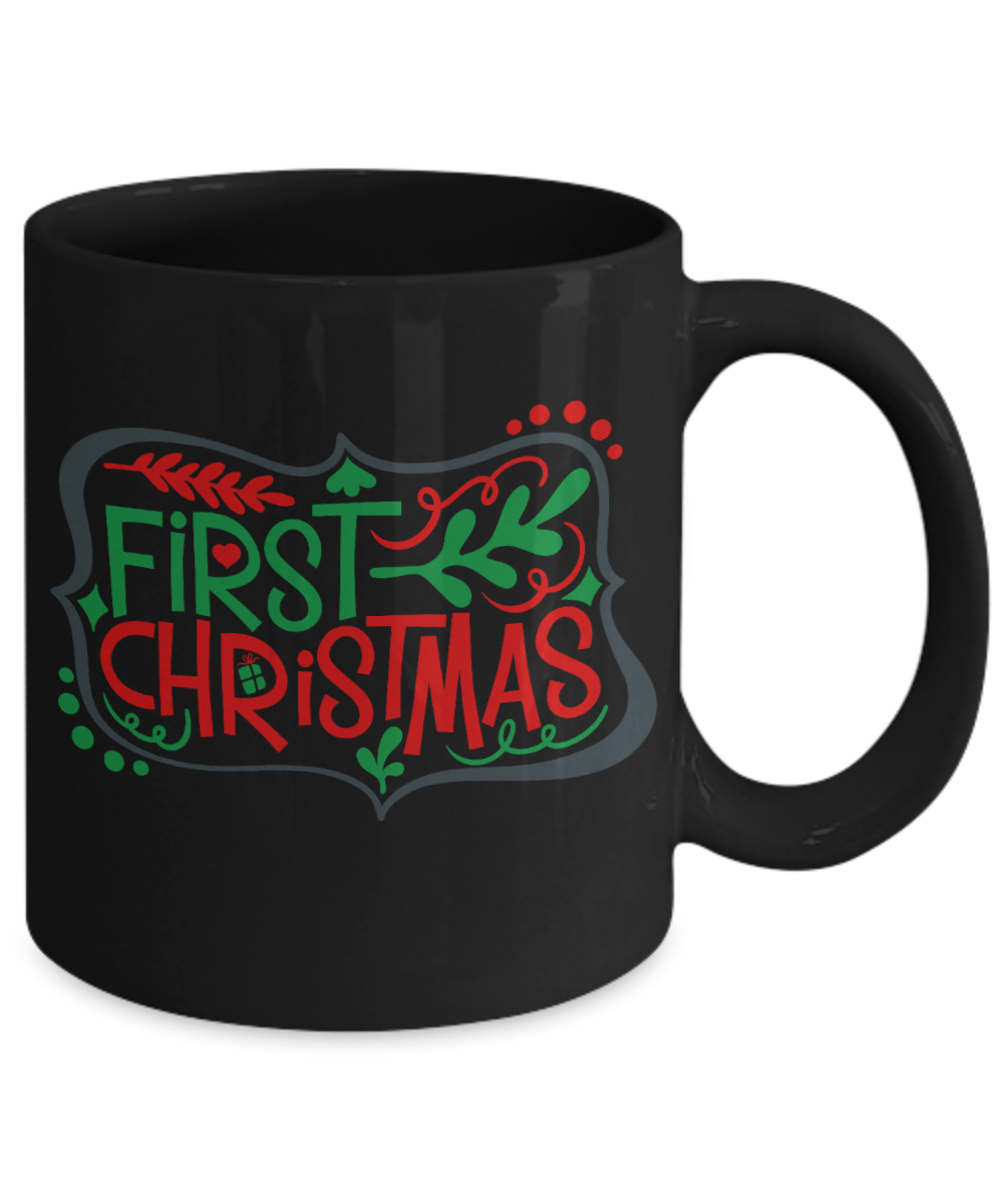 Knightmare before christmas mug - First Christmas - Funny Christmas Gifts Mugs, Christmas Gifts for family Ceramic Cup Black, Funny Mugs Gift Ideas 11 Oz