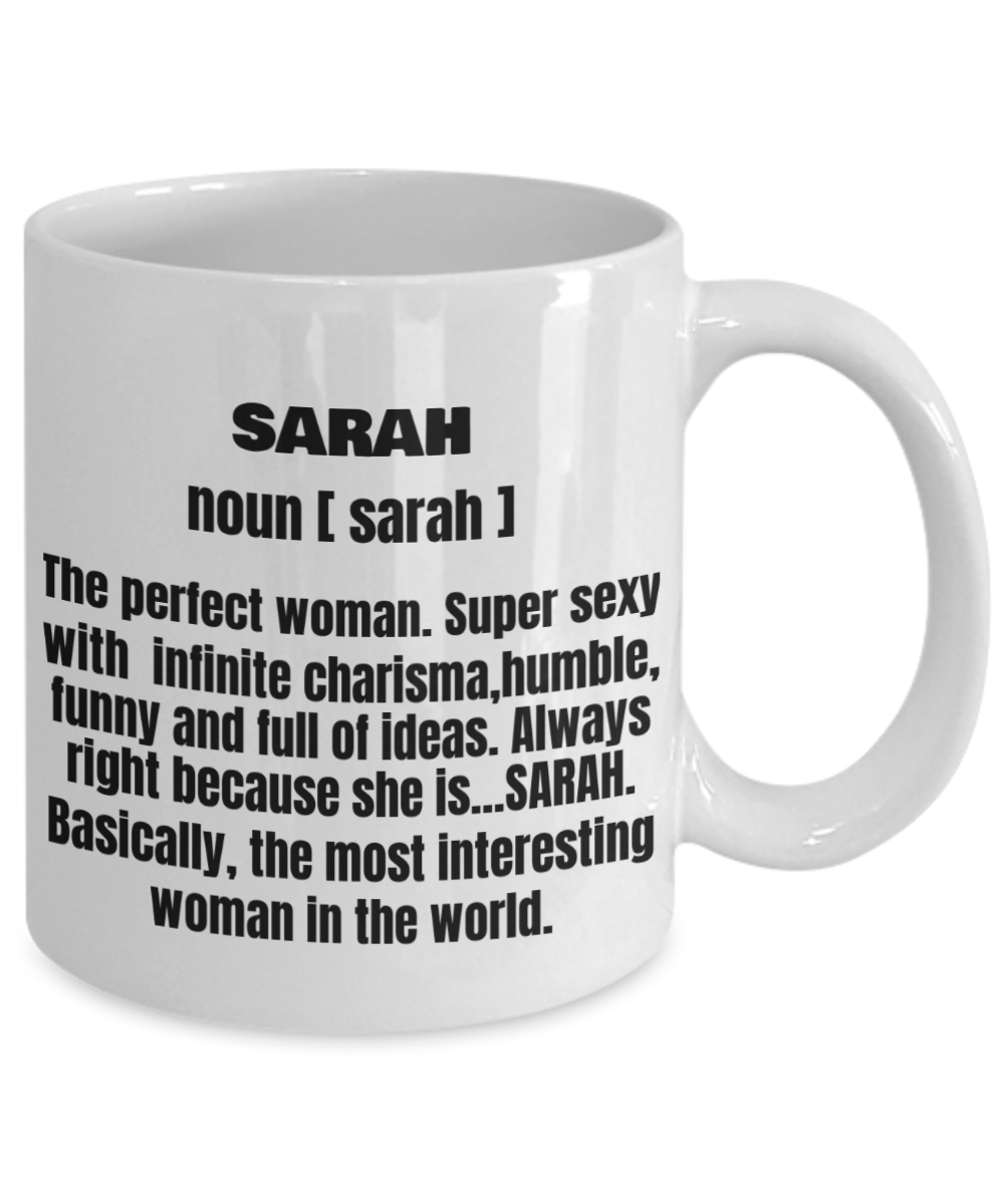 Funny Mug-Adult Definition - First Name Sarah Women Funny White Porcelain Coffee Mug 11 oz