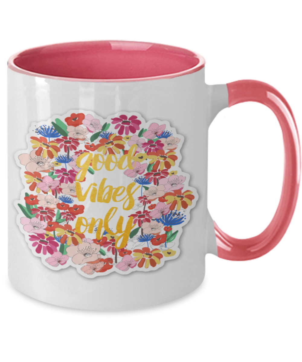 Good Vibes Coffee mug, Positive Gift, Gift for Friend, Encouragement Gift, Beach Mug, Inspirational Gift, Cute Coffee Mug, Vacation, Beach