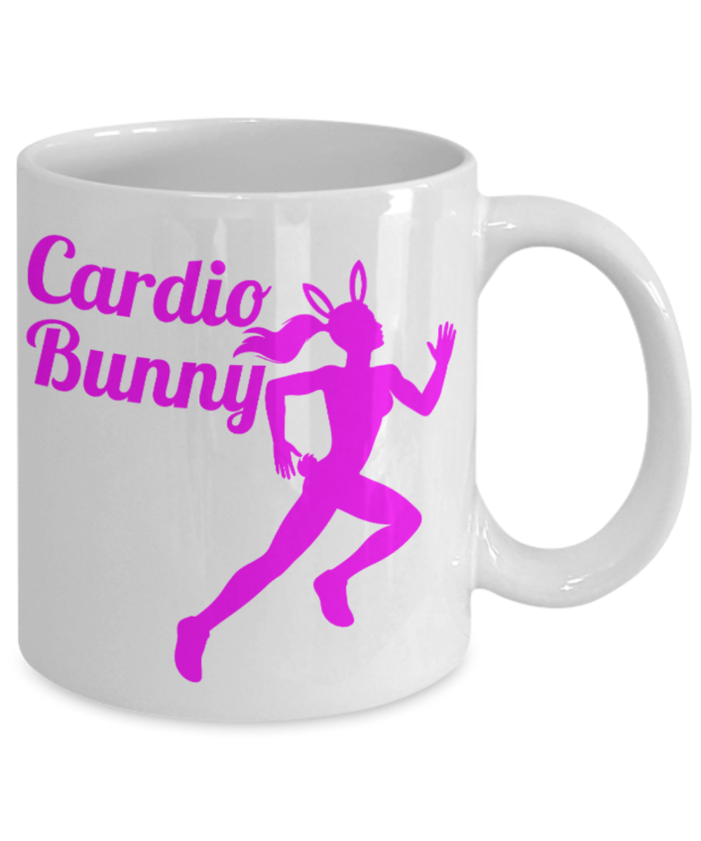 Cardio Lovers mugs , Cardio Bunny - White Coffee Mug Porcelain Tea Cup 11 oz - Great Gift